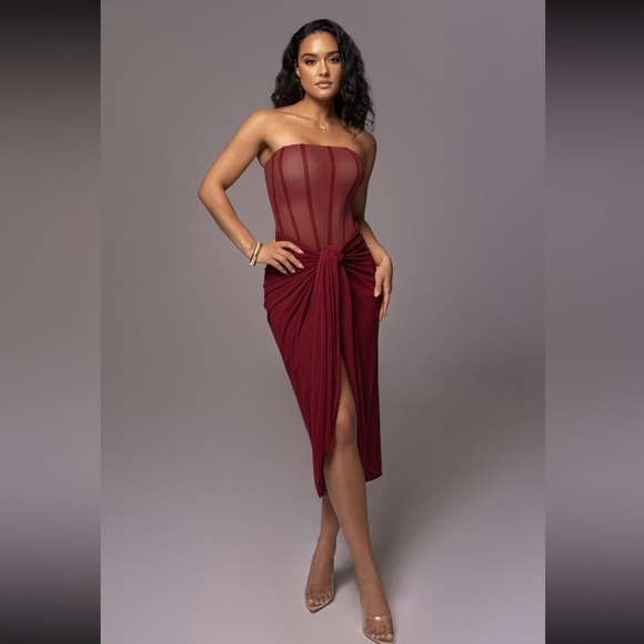 NEW JLUXLABEL Burgundy Berry Day Dreams Sarong Skirt - Picture 2 of 5